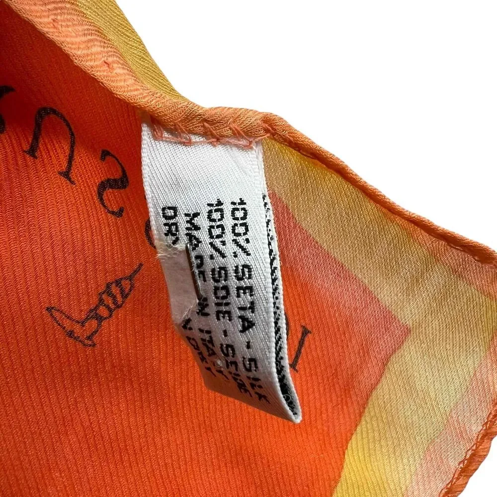 TRUSSARDI Womens Multicolor Lightweight Dog Theme Silk Printed‎ Scarf Italy Made
